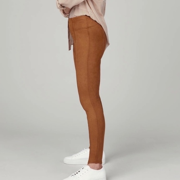 SPANX Faux Suede Leggings Rich Caramel Medium EUC - Picture 2 of 7